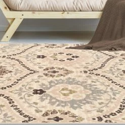 Buy 🥰 Miranda Haus Rustic Floral Damask Non-Slip Indoor Area Rug Ivory ❤️ -Miranda Haus Shop unnamed file 867
