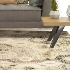 Cheap 🔔 Miranda Haus Modern Distressed Diamonds Polypropylene Indoor Area Rug Beige 🧨 -Miranda Haus Shop unnamed file 897